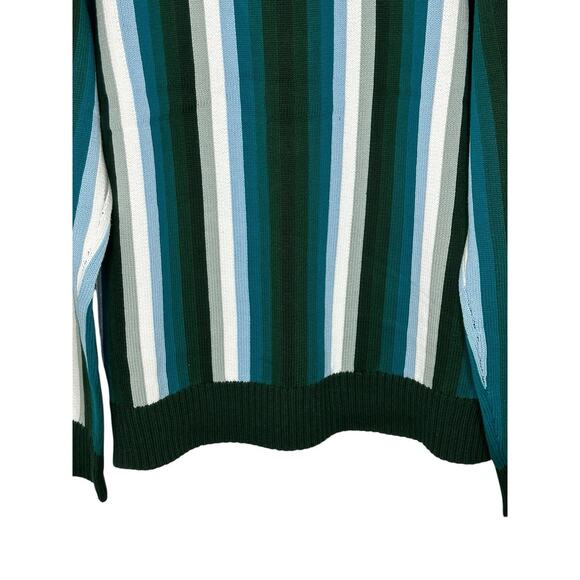 NWOT Bogey Boys Mens Seeing Green Cardigan Large Striped Golf Pockets Cotton - Picture 8 of 12